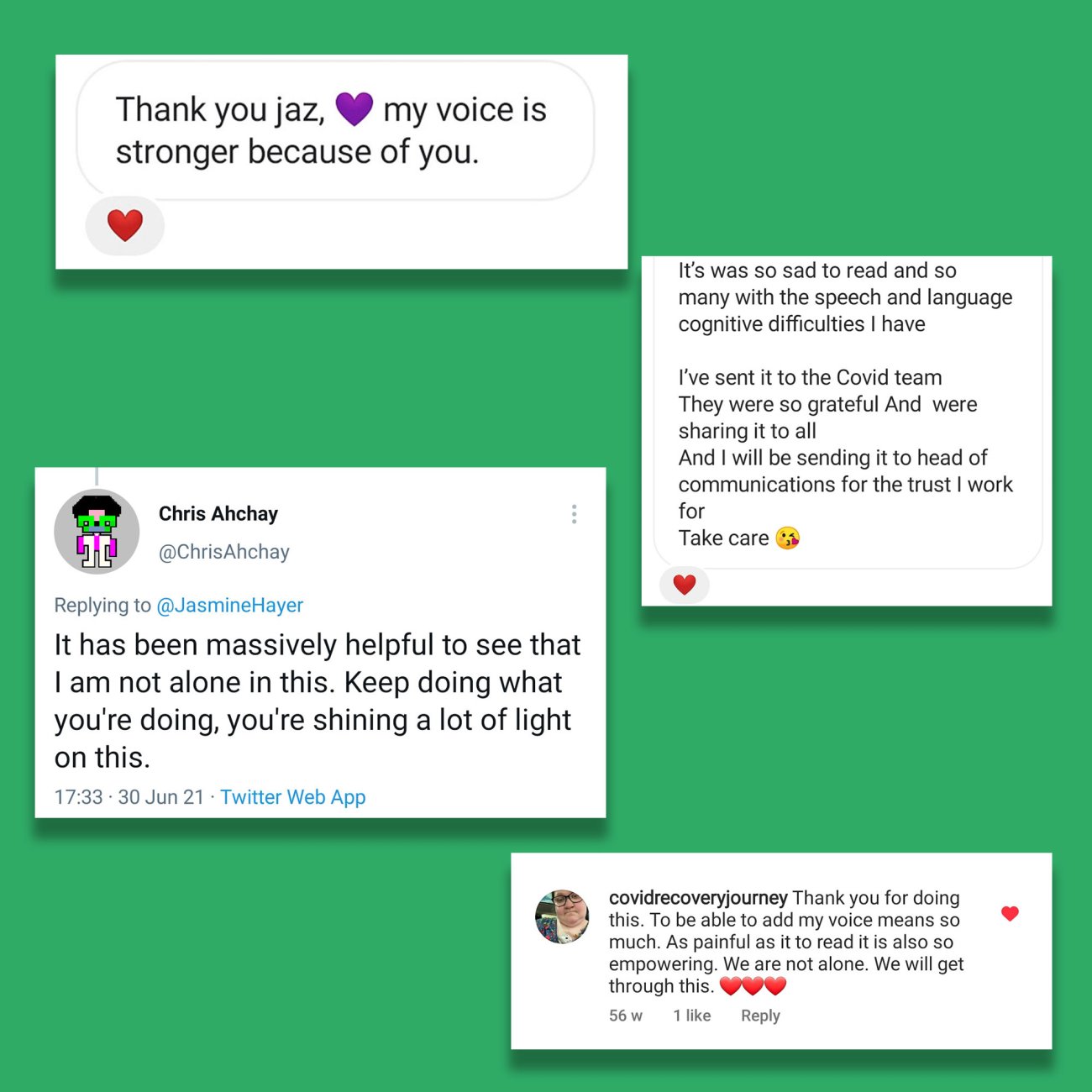 Some of the feedback received for The Hidden Voices of Long Covid