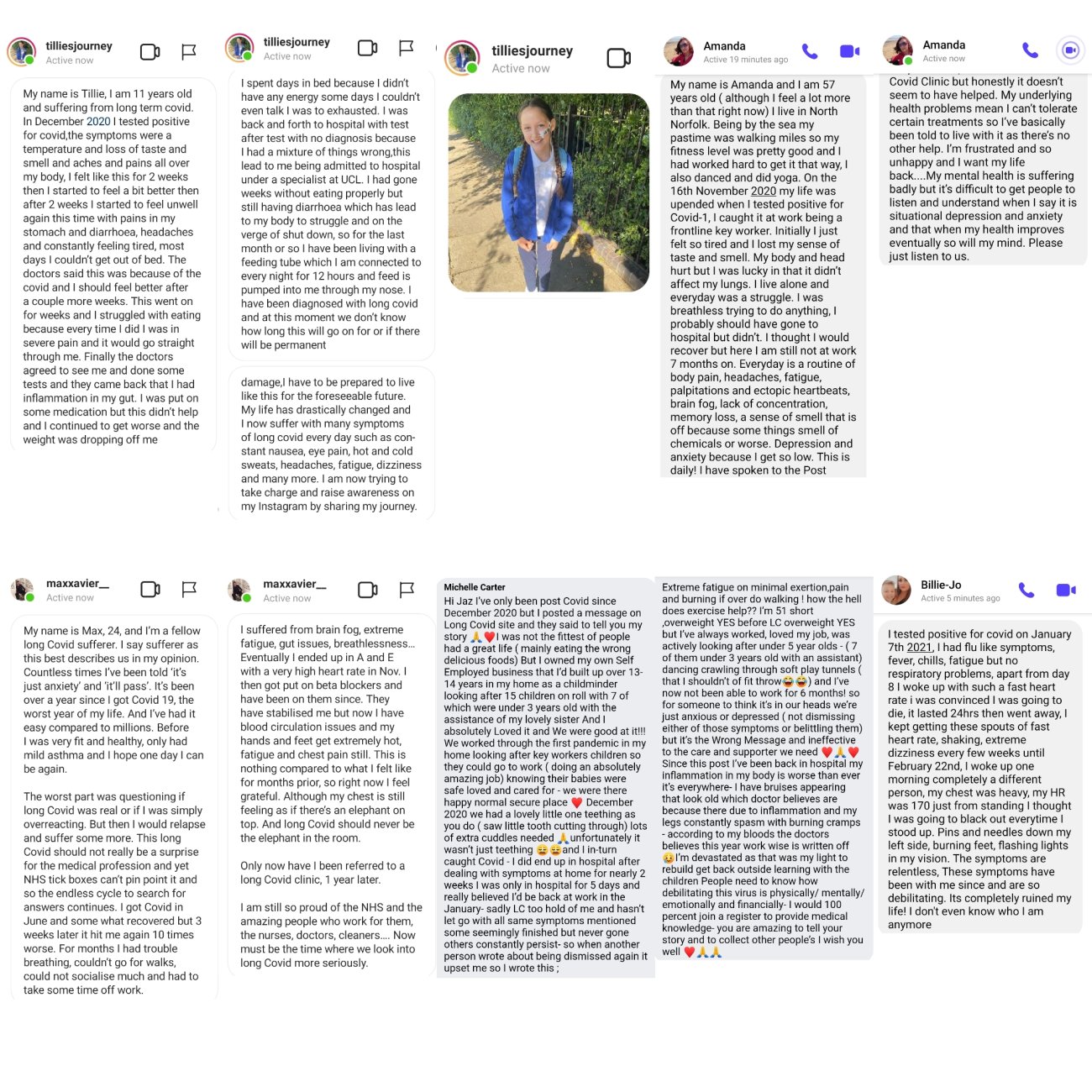 Instagram messages of personal stories